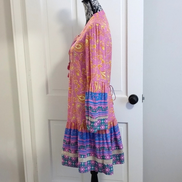 🌊Coco + Carmen🌊 - Lonnie Ruffled Paisley Print Cover-Up Tunic Dress - Picture 7 of 16